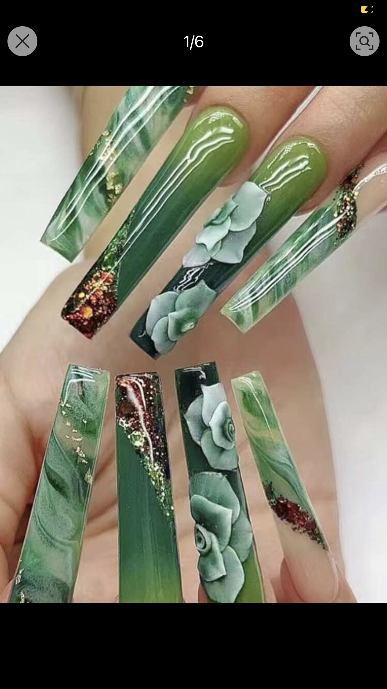 Green flower 🌸 press on nails image indicator(3)