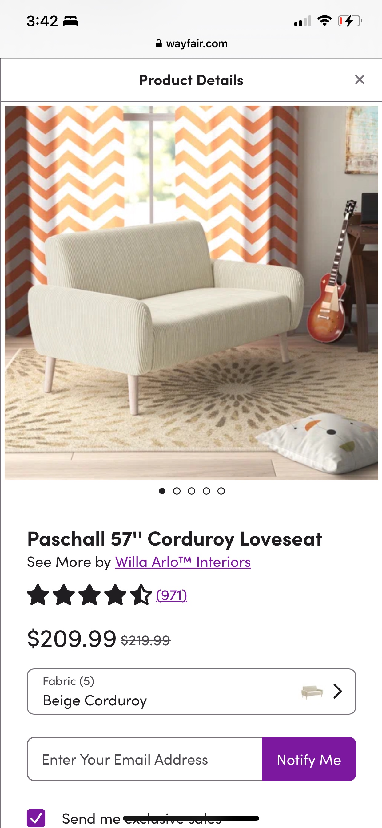 Corduroy Loveseat