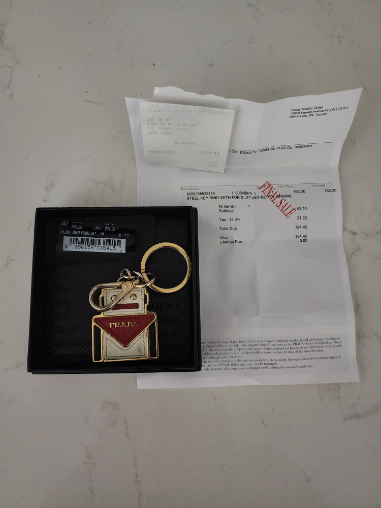 Prada Key Ring with Fur & Charm