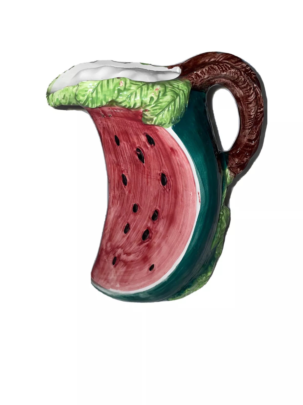 VINTAGE JAY WILLFRED HAND PAINTED WATERMELON SHAPE PITCHER JUG image indicator(7)