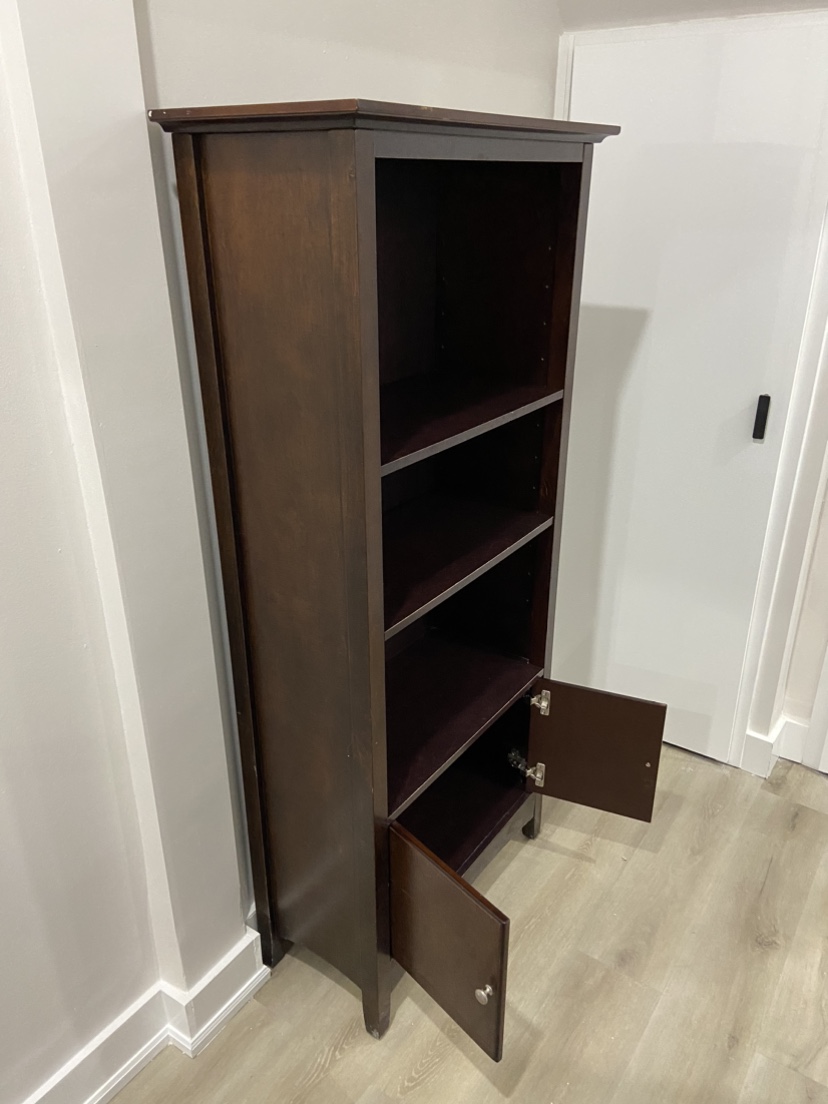 Wooden 3-Shelf Bookcase With Closed Storage - photo 2