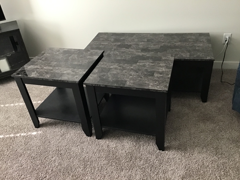 Coffee table and two sofa side tables