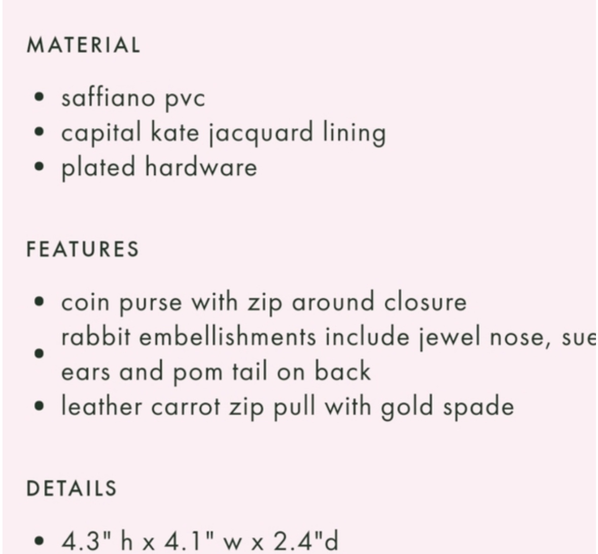 Kate Spade ♠️ Hop To It Rabbit Coin Purse image indicator(4)