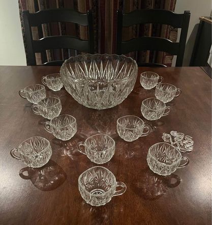 Vintage Williamsport Hazelware Crystal Glass Punch Bowl - photo 3
