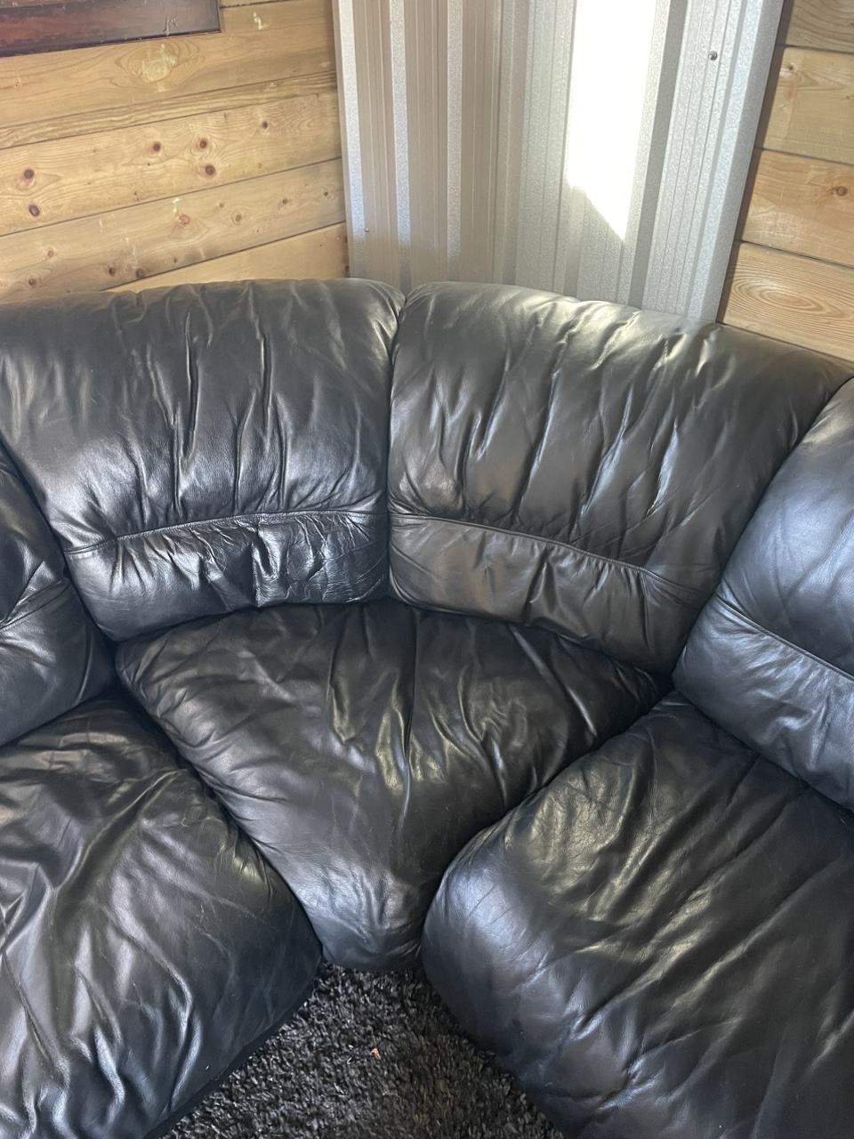 Black leather sofa - photo 4