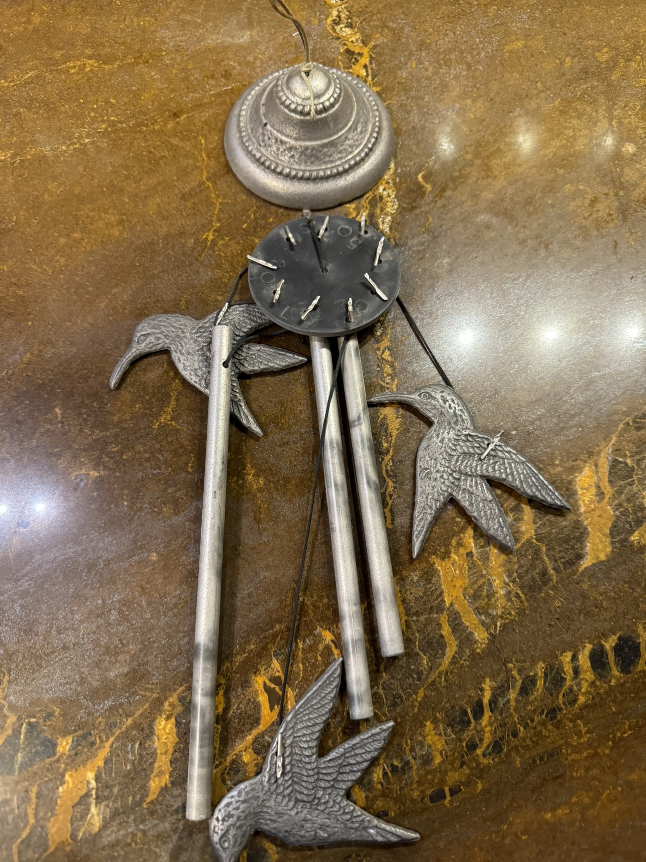 Vintage Carson Statesmetal Wind Chimes 6 Piece 1996 Hummingbirds - photo 4
