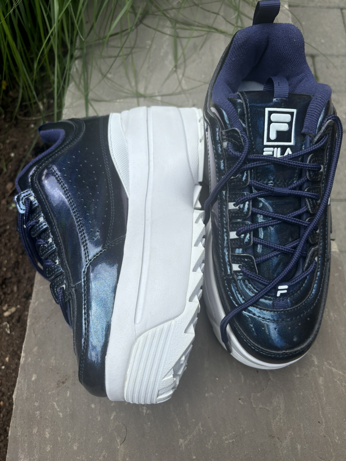 NEW! RARE FILA Disruptor Patent Leather Platform Sneakers - photo 3