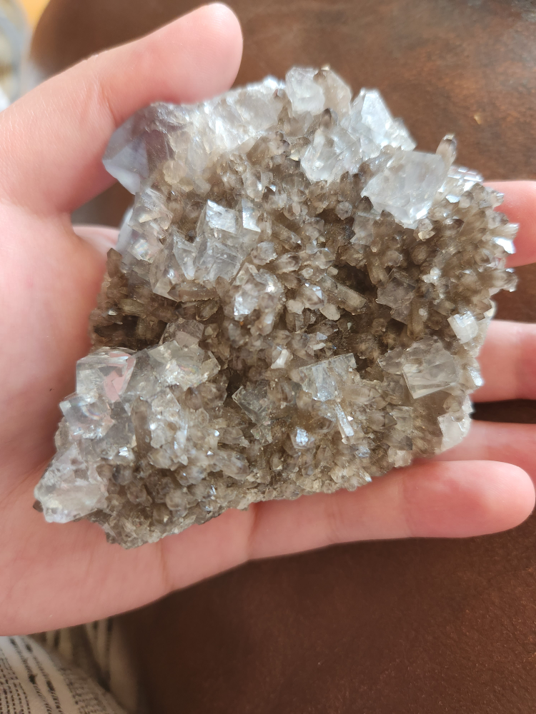 Raw blue porceilian flourite and smokey quartz cluster - photo 4