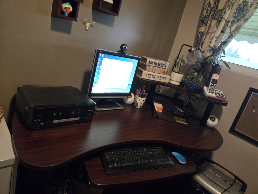desk with keyboard tray