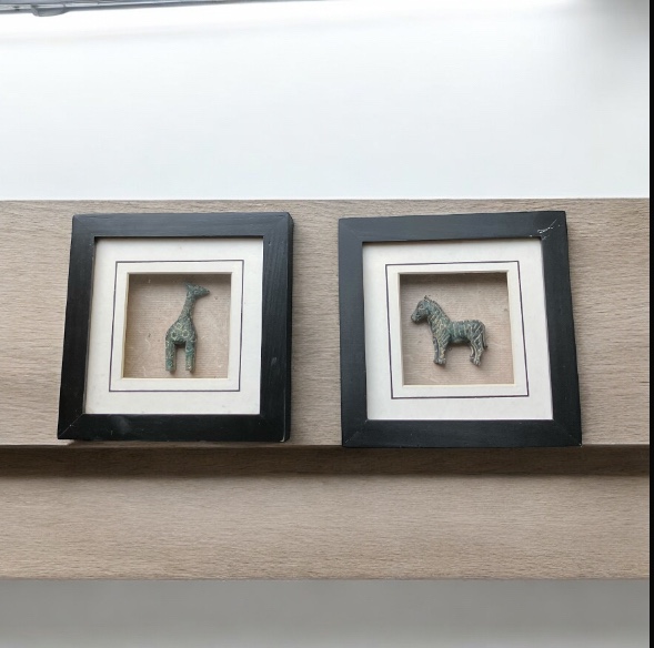 Set of 3 Shadow Box Pictures Giraffe Zebra Elephants Wood Carved image indicator(5)