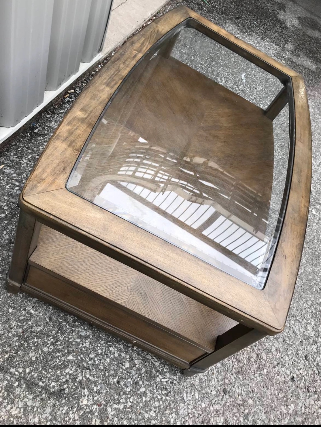 Brown Coffee Table with Glass Top  with Storage - photo 2