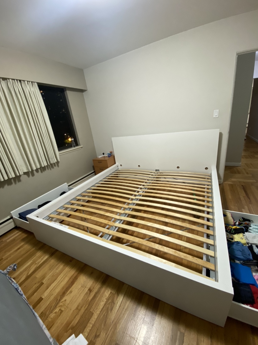 IKEA king size bed with 4 under-bed drawers and mattress - photo 3