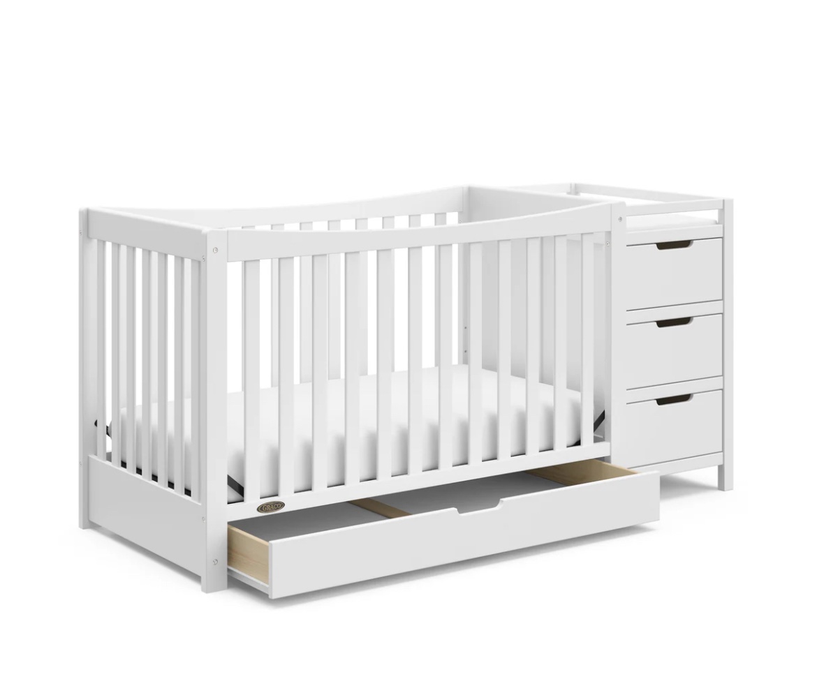 EUC Graco Remi 4-in-1 Convertible Crib and Changer in white image indicator(2)