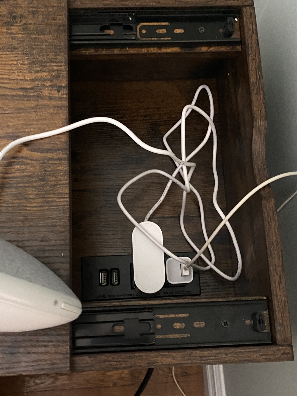 Side table with shelf and outlets - photo 3
