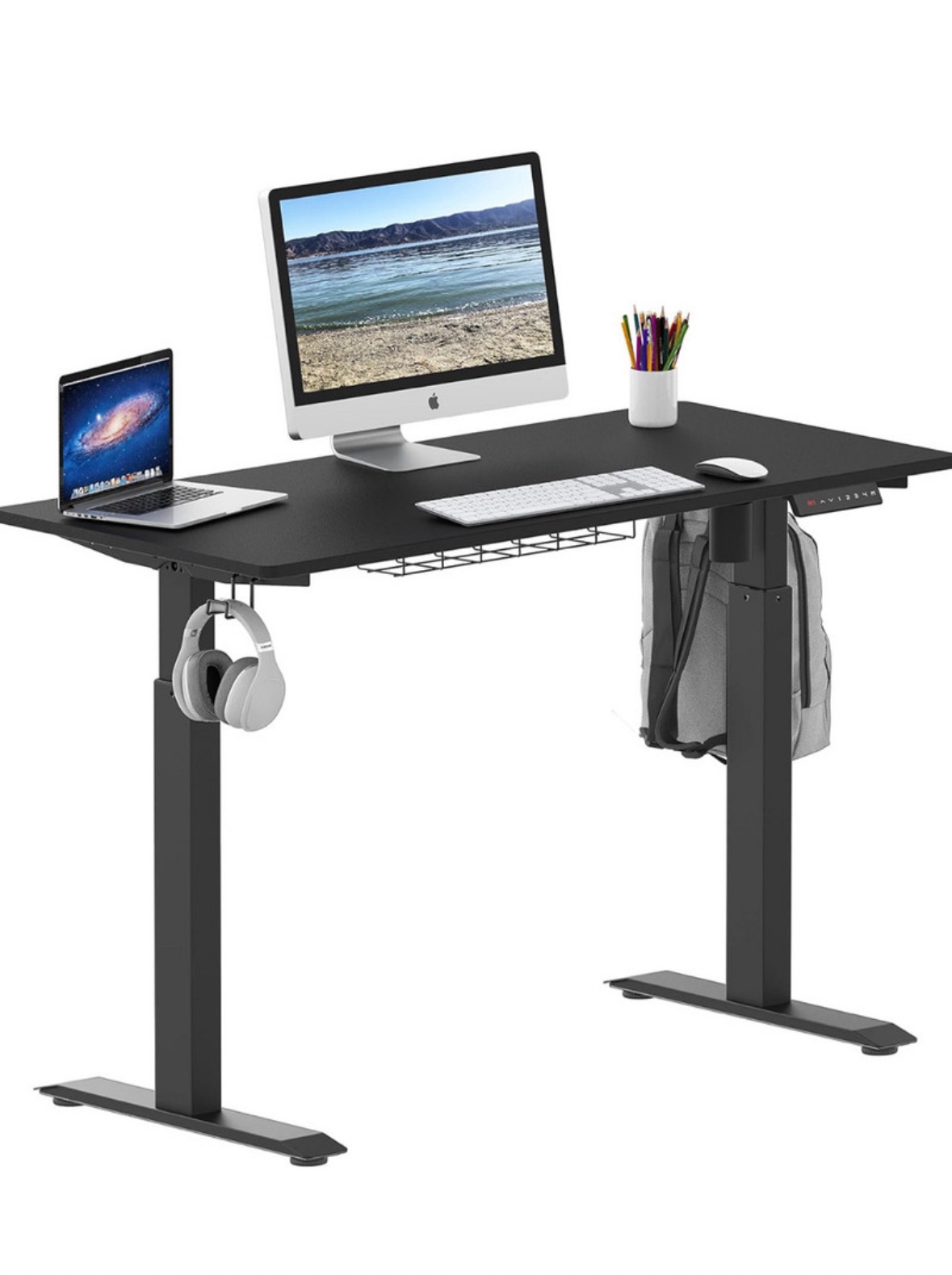Electric Height Adjustable Standing Desk, 120 x 60 cm, Black