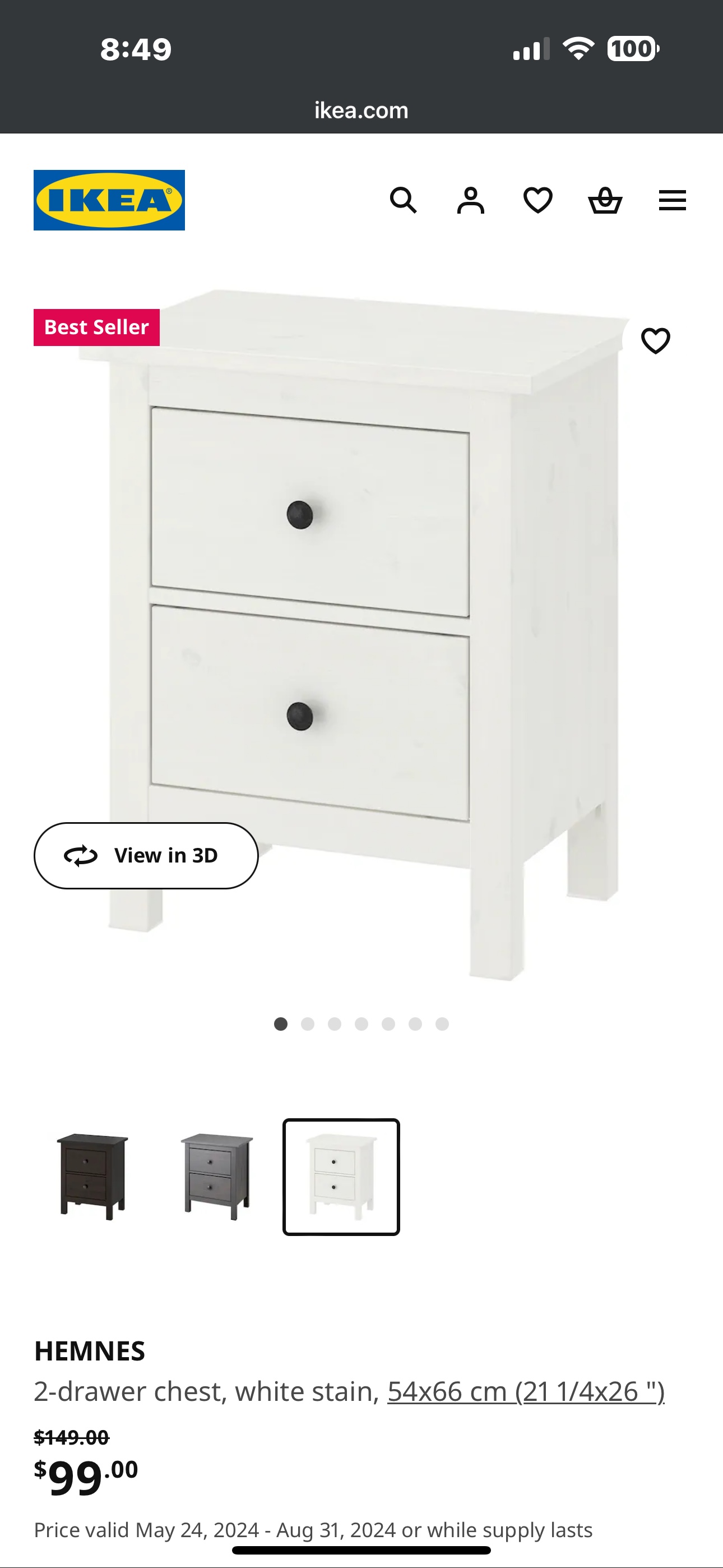 Ikea Hemnes 2 drawer chest - photo 2