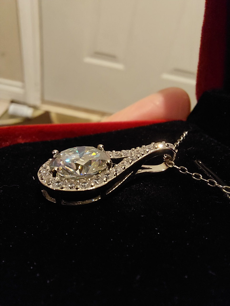 Silver Necklace with Light Blue Moissanite image indicator(3)