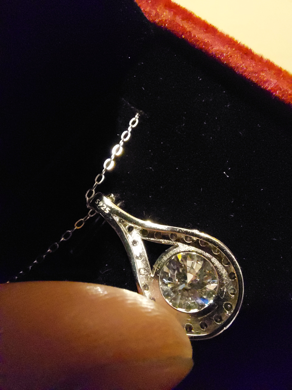 Silver Necklace with Light Blue Moissanite image indicator(4)