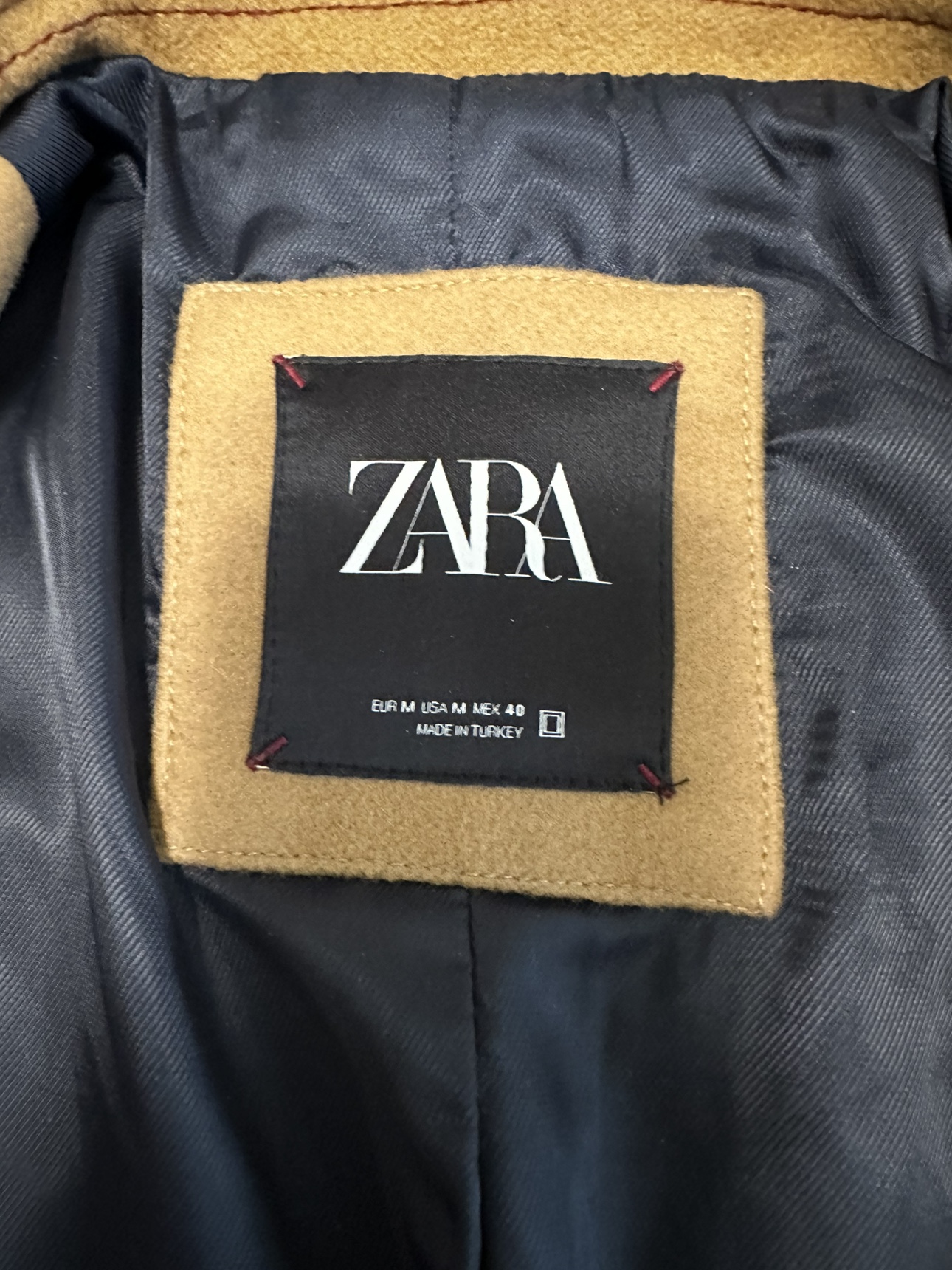 Men’s Beige Zara Peacoat - Size Medium - photo 3