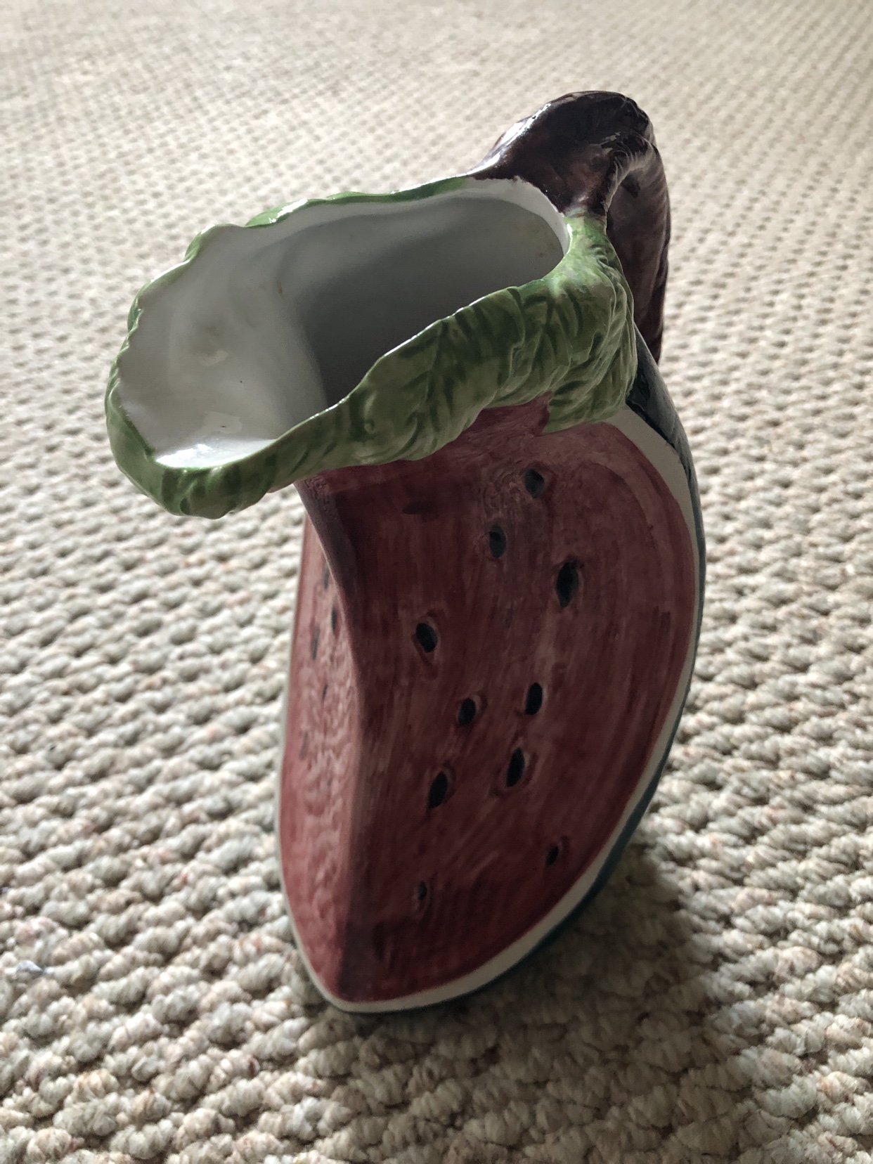 VINTAGE JAY WILLFRED HAND PAINTED WATERMELON SHAPE PITCHER JUG image indicator(3)