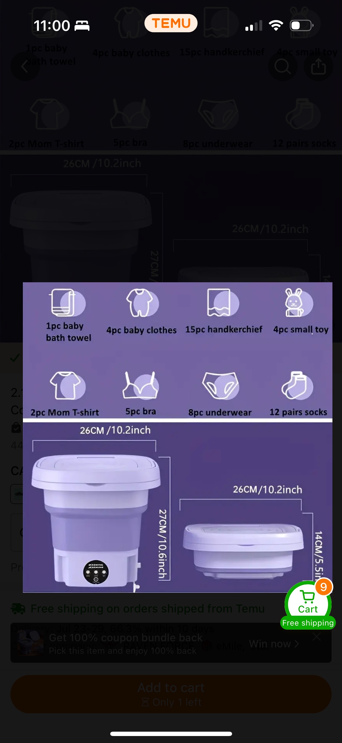 2.11gal Portable Folding Washing Machine With Collapsible Bucket - photo 2