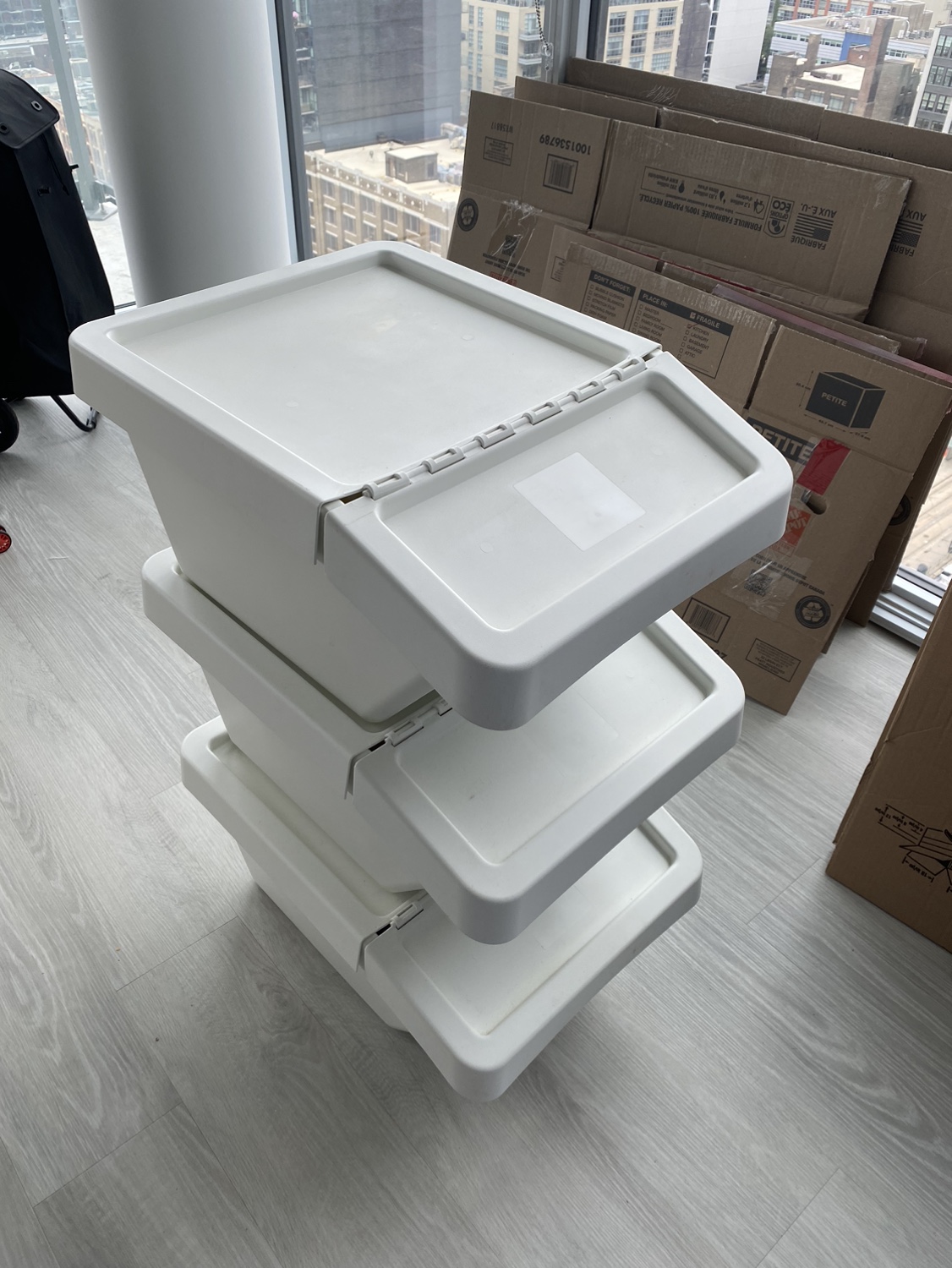 Waste sorting bin with lid | moving sale