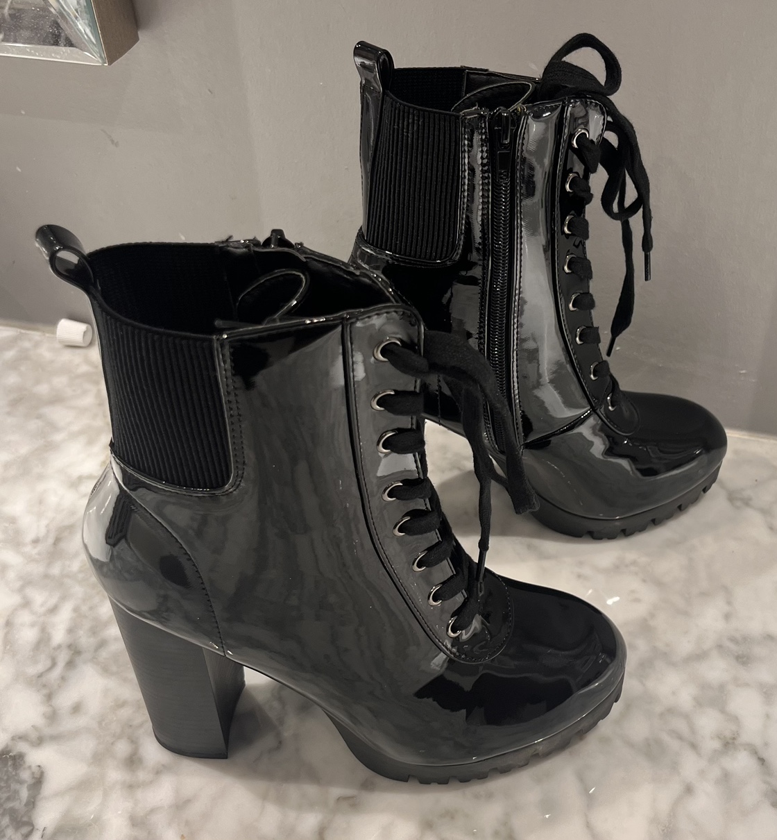 Black Shiny Bootie Heels - Fashion Nova image indicator(2)