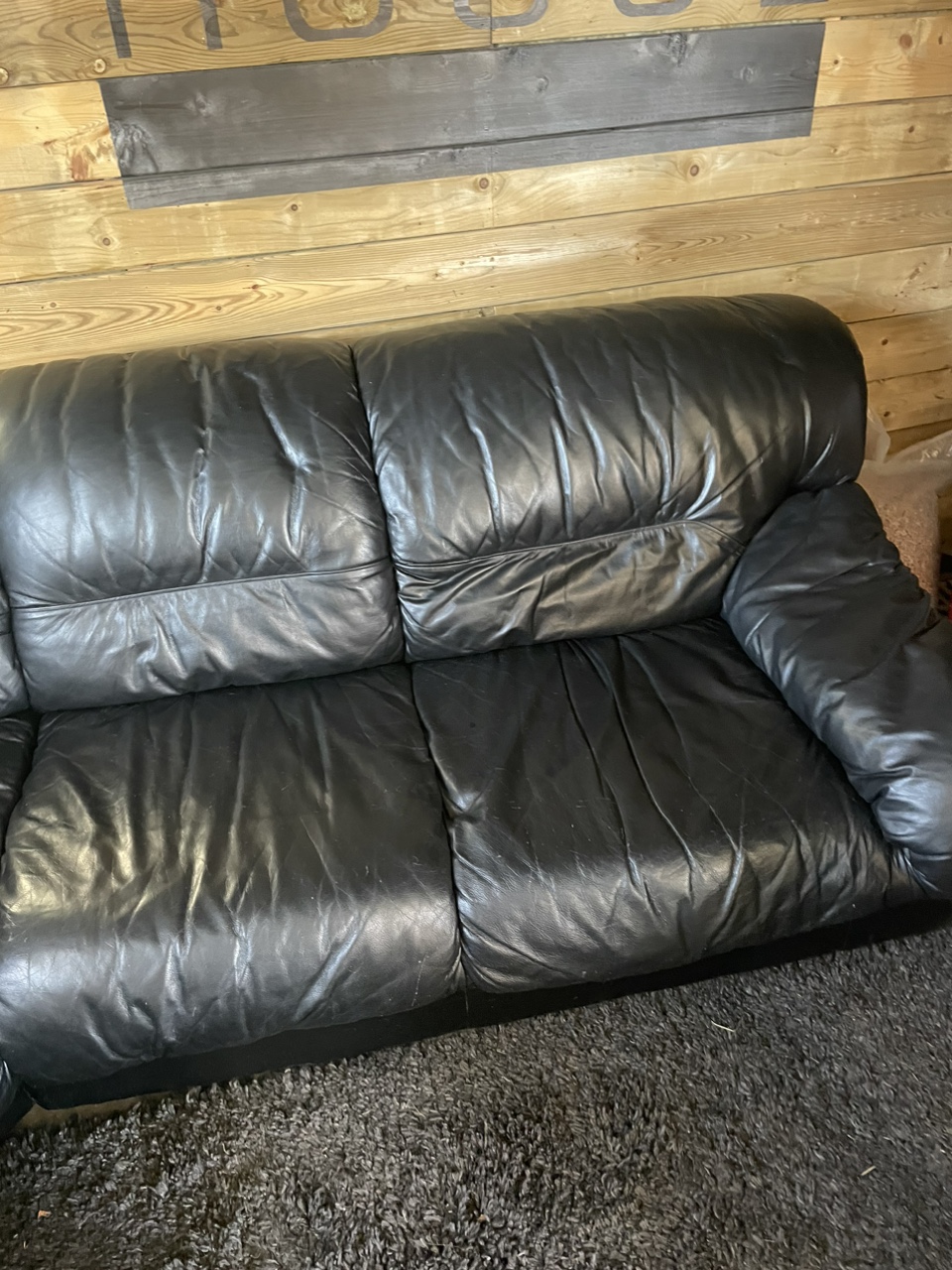 Black leather sofa - photo 3