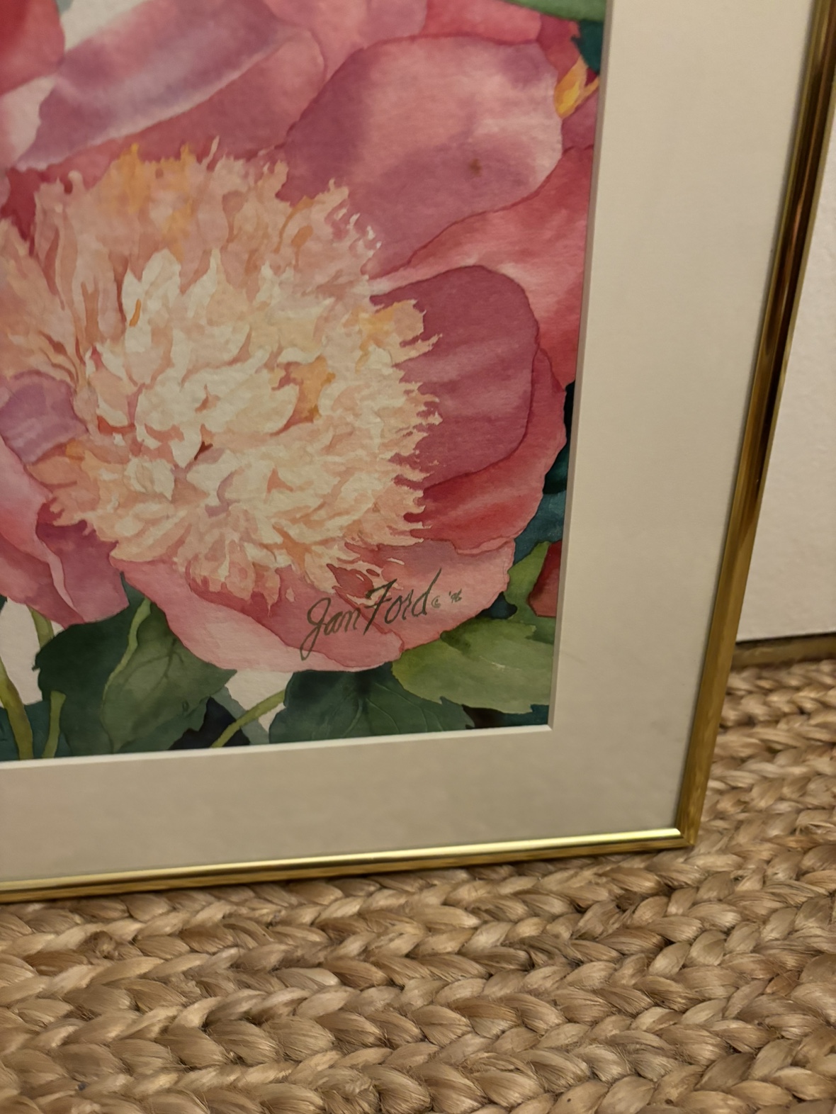 Pink peony watercolor framed artwork - photo 4