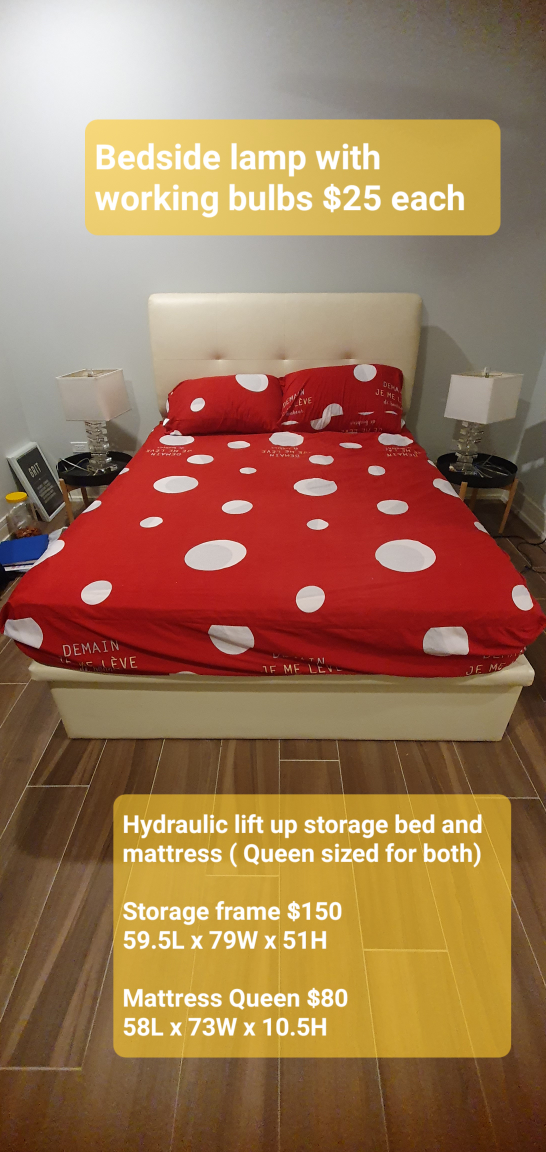 Hydraulic lift Storage bed and mattress ( Queen)