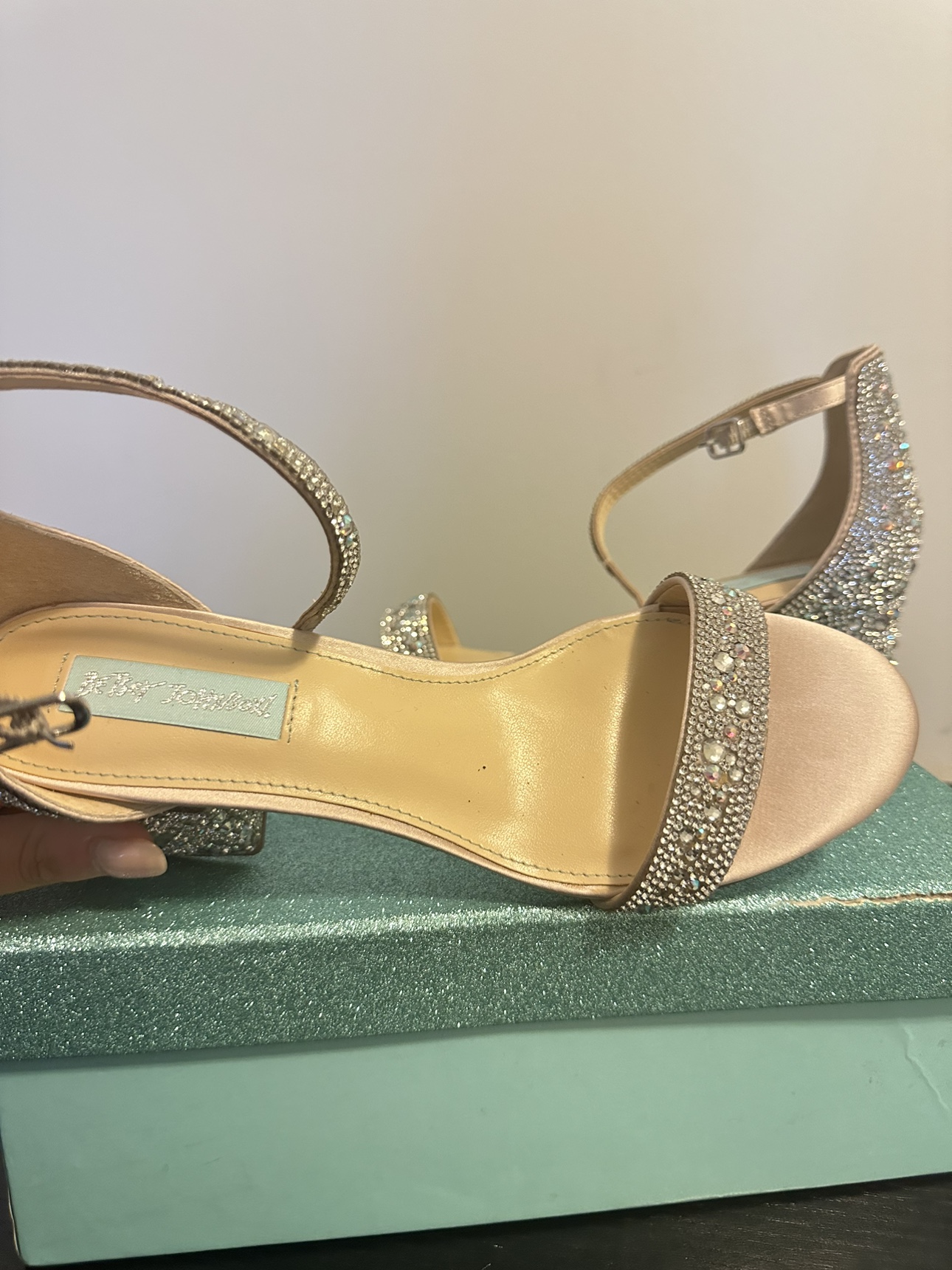 Size 8 Betsey Johnson Heels crystal brand new silver multi - photo 2