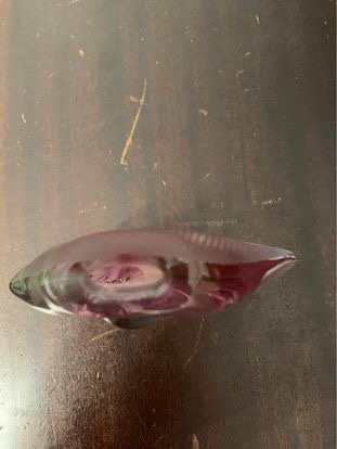 Vintage Canadian Modern Art Glass  Cased Fish Fossil Vase . image indicator(6)