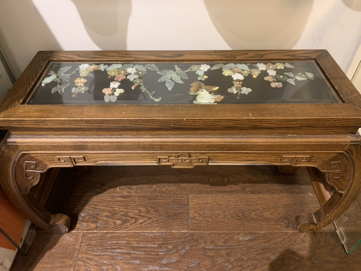 Antique oriental/Chinese glass art mini coffee table/console