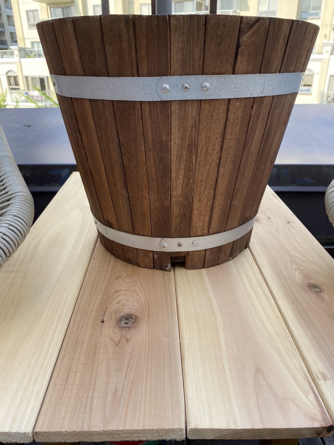 Barrel Style Wood Planter thumbnail
