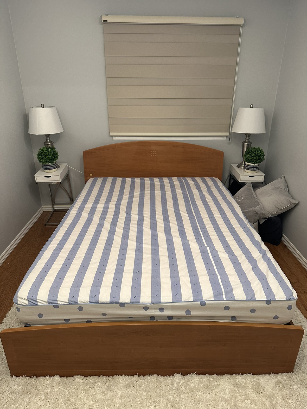 Queen bed frame and mattress