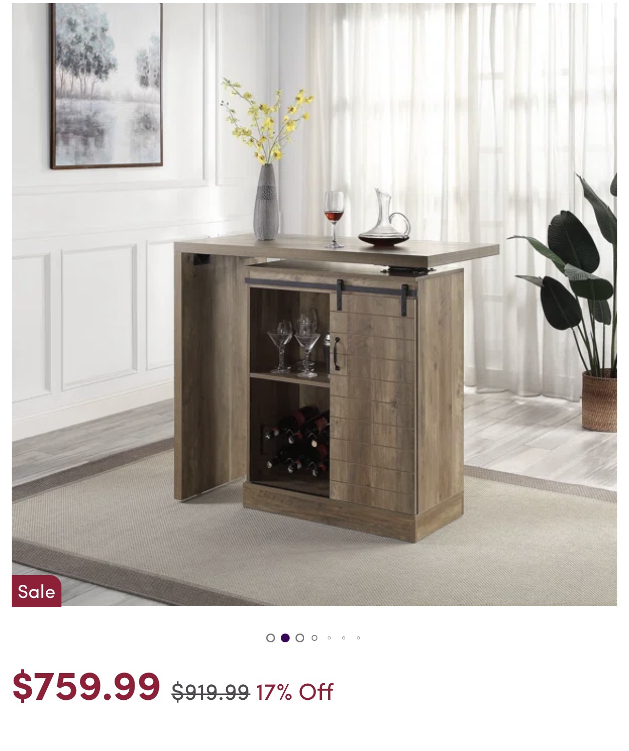 Bar Cart with Wine Storage/ Kitchen Island Table image indicator(2)
