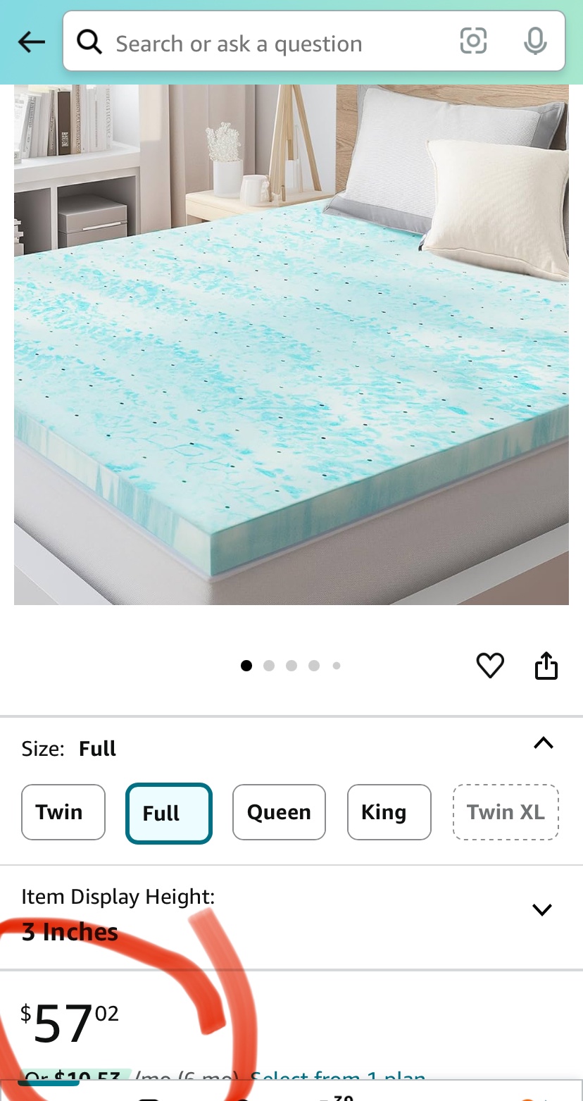 SMUG Memory Foam Mattress Topper, 3 Inch - Full Size - photo 4