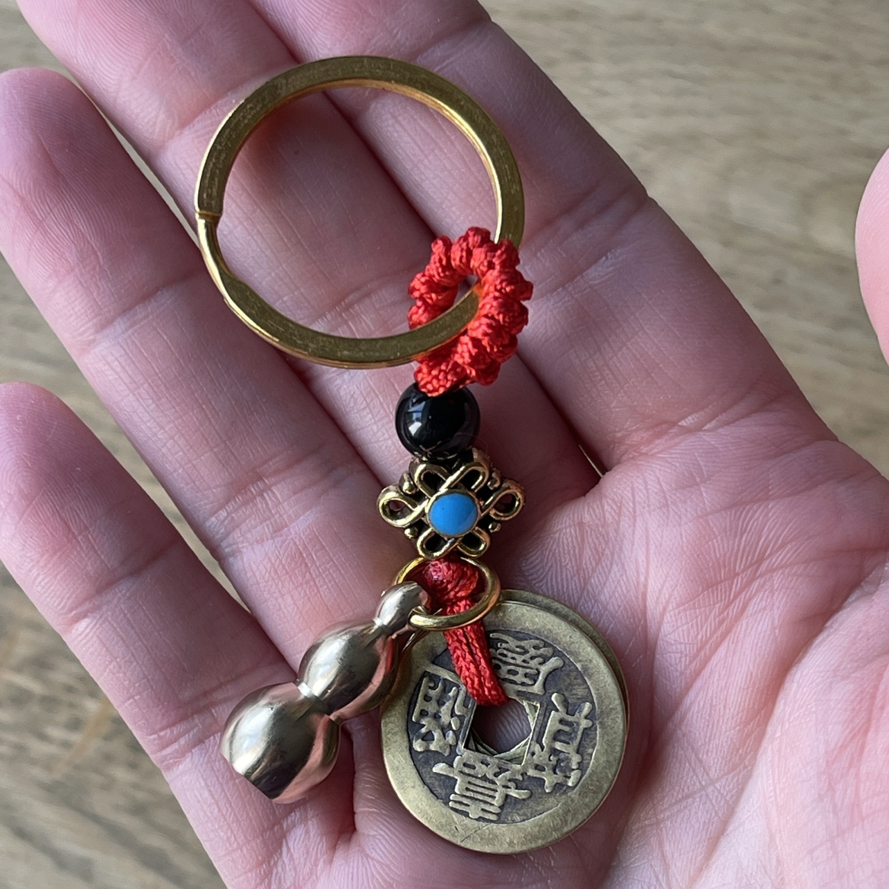 Feng Shui lucky coins & Gourd keychain thumbnail
