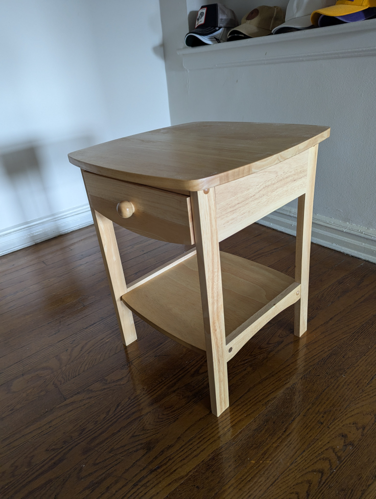 Solid Wood Nightstand with Drawer - photo 2