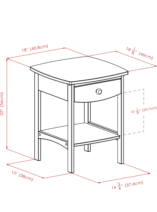 Solid Wood Nightstand with Drawer - photo 4