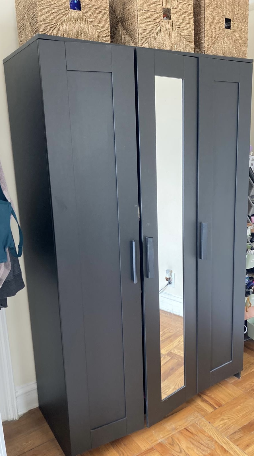 Black 3-Door Wardrobe