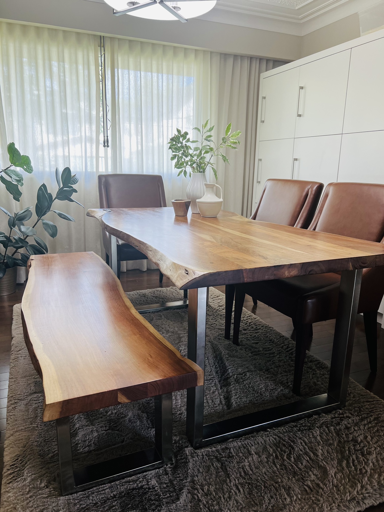 Live Edge Dining Table and Bench
