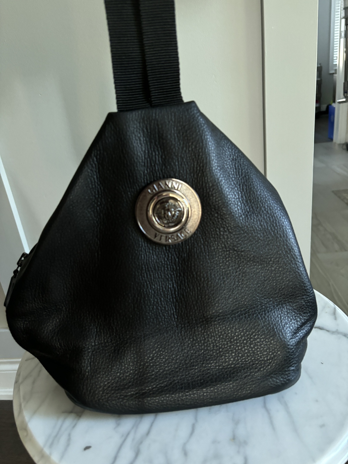 Gianni Versace Black Leather Backpack