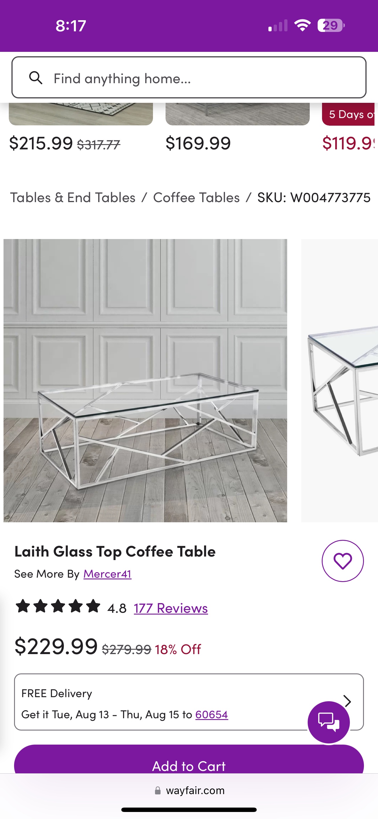 Glass Anderson coffee table - photo 4