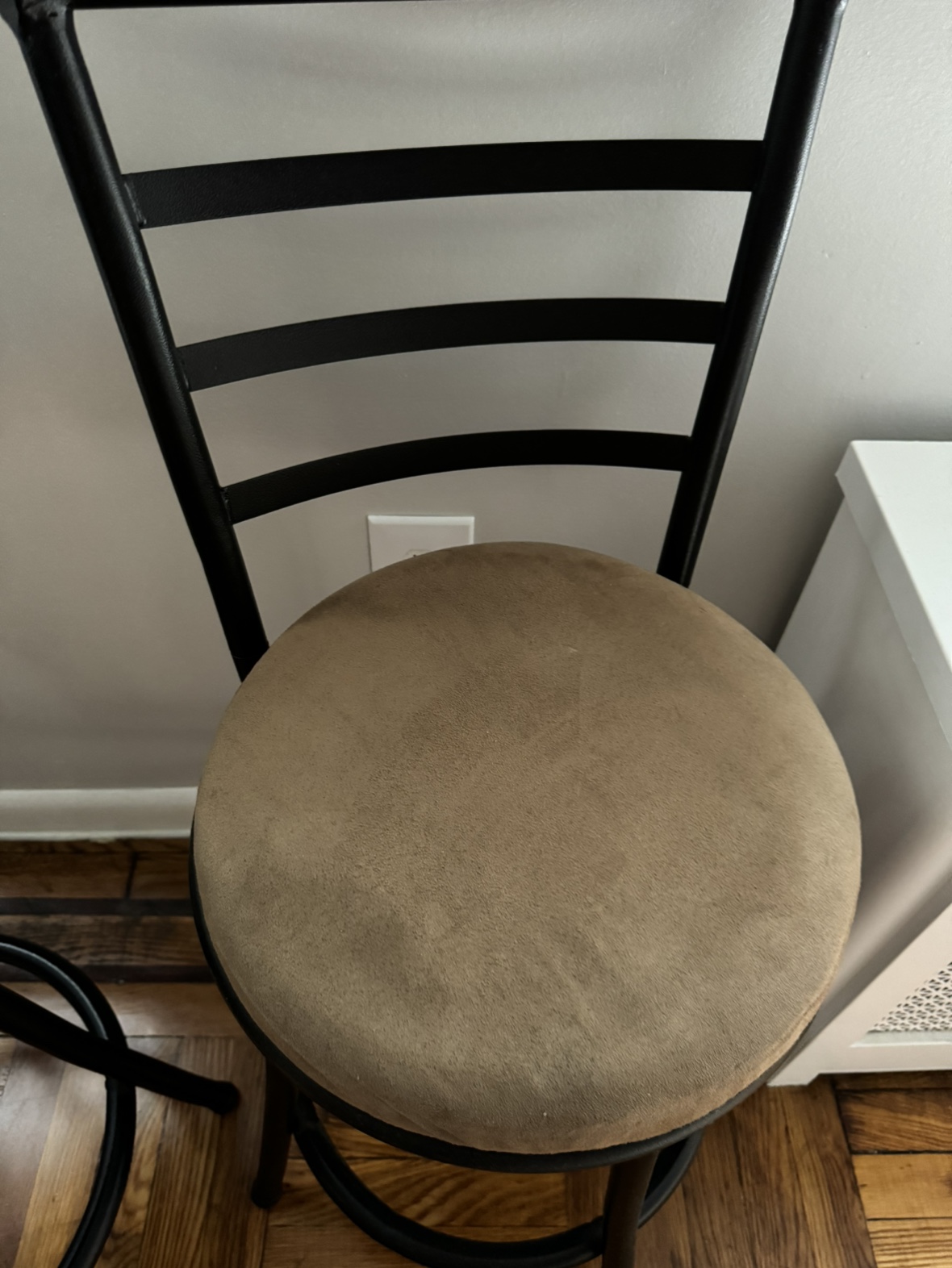 Dark Brown Suede Swivel Bar Stool Chairs-Set of 2 - photo 4