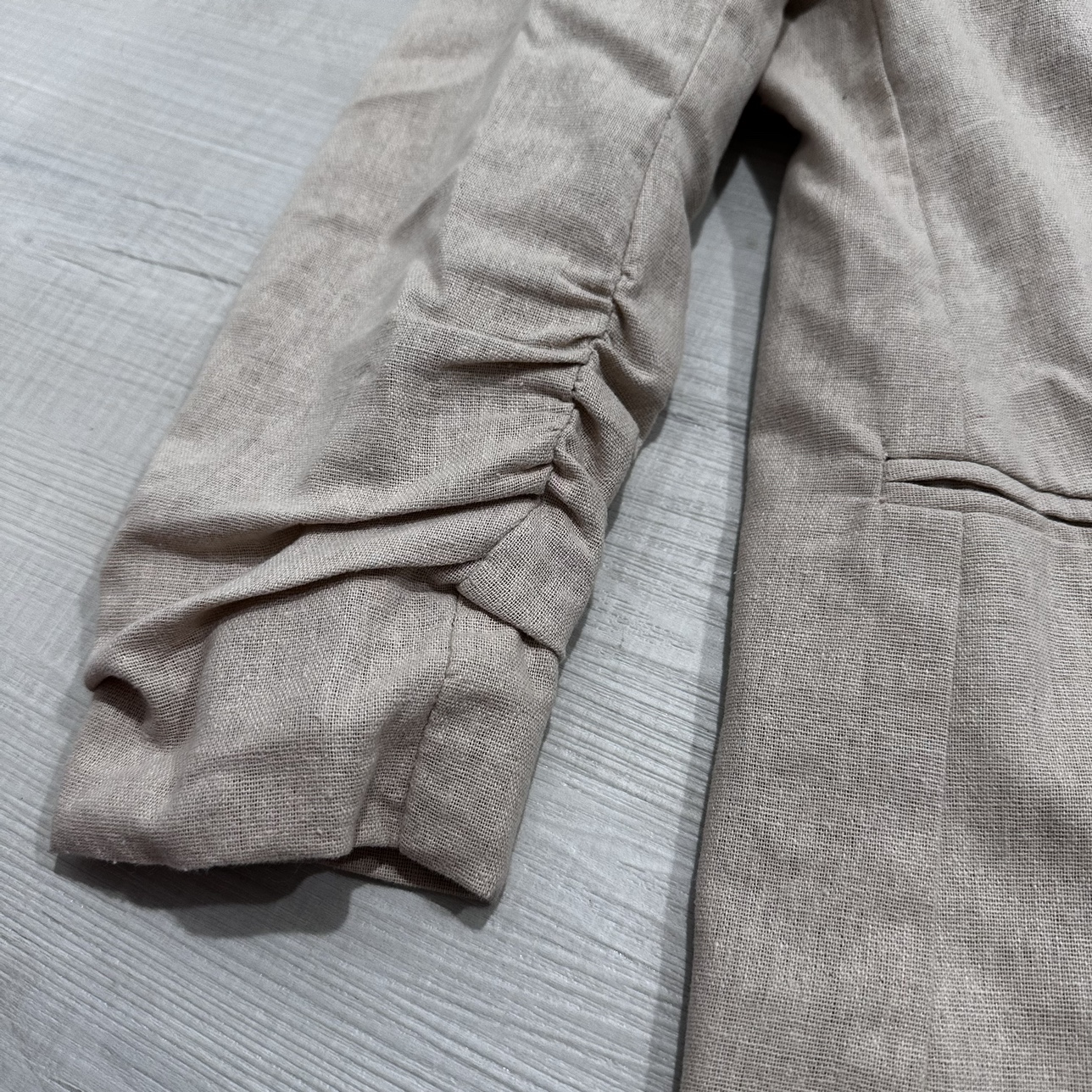 Seductions Beige Shoulder Padded Single Button Blazer image indicator(5)