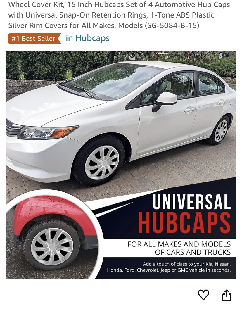 NEW 15 Inch Wheel Hubcaps Universale - photo 3