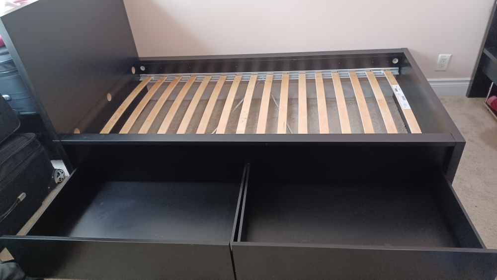 high bed frame with 2  storage boxes twin - photo 4