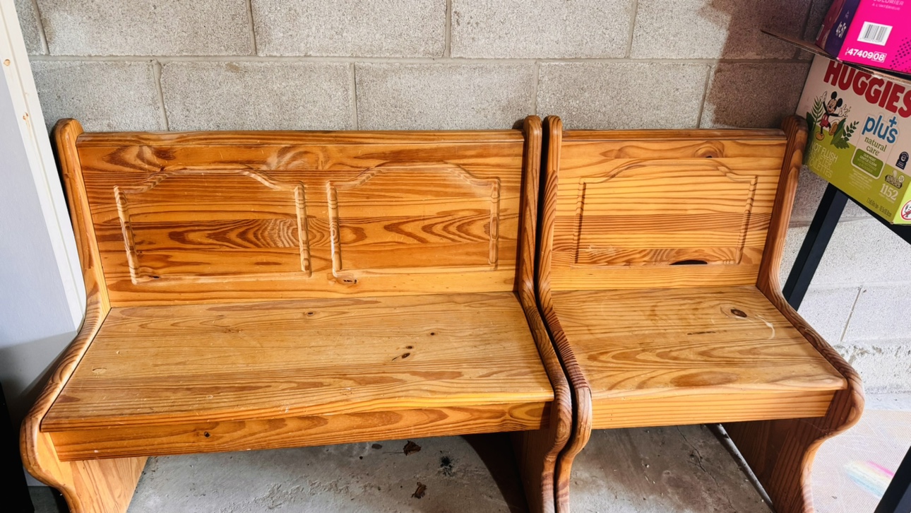 Outdoor/ Indoor Wooden Bench with storage - Set of 2 thumbnail