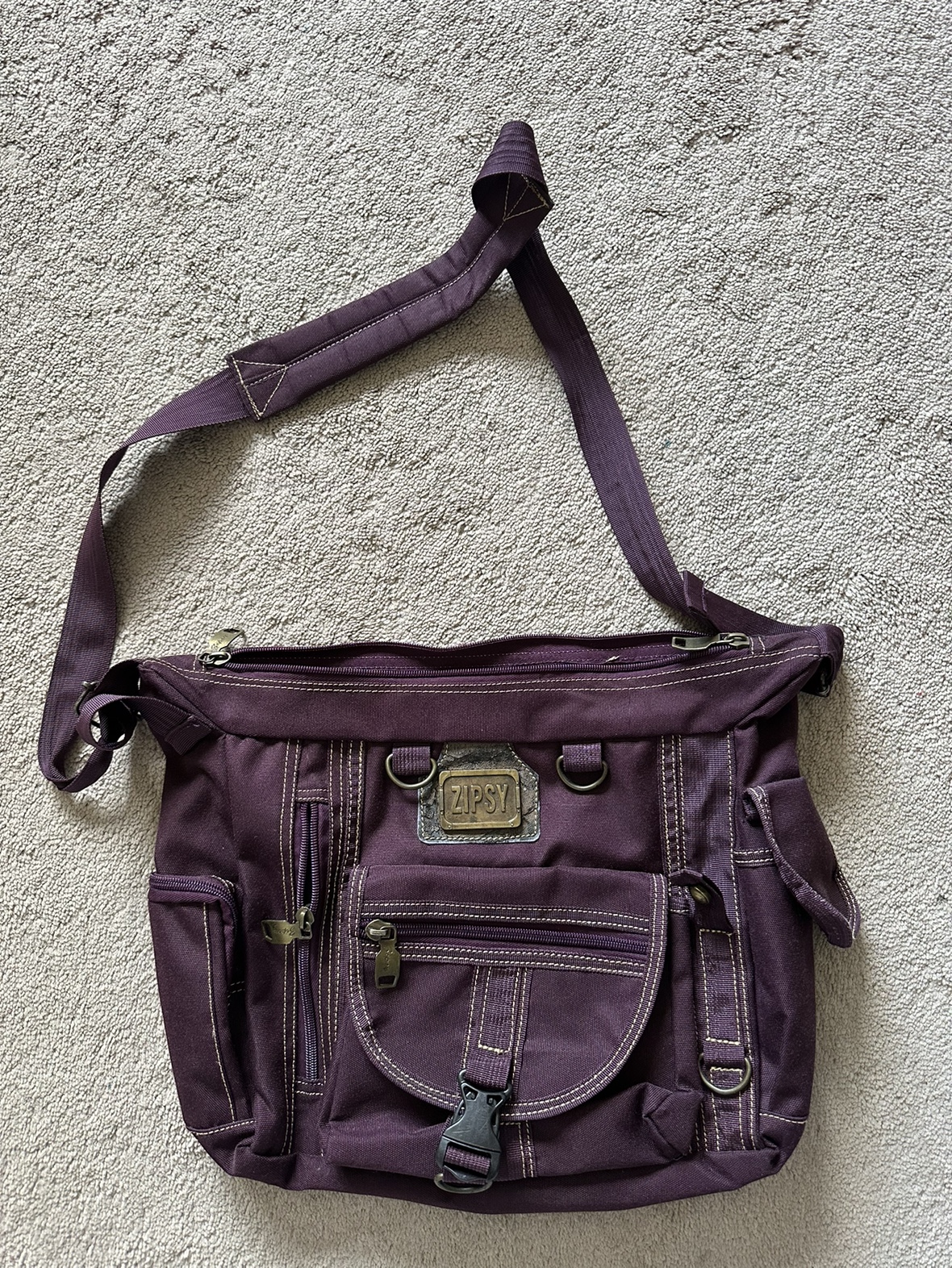 Zipsy Purple Canvas Shoulder Bag thumbnail